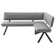 ECKBANK 190/150 cm  in Schwarz, Hellgrau  - Hellgrau/Schwarz, MODERN, Textil/Metall (190/150cm) - Cantus