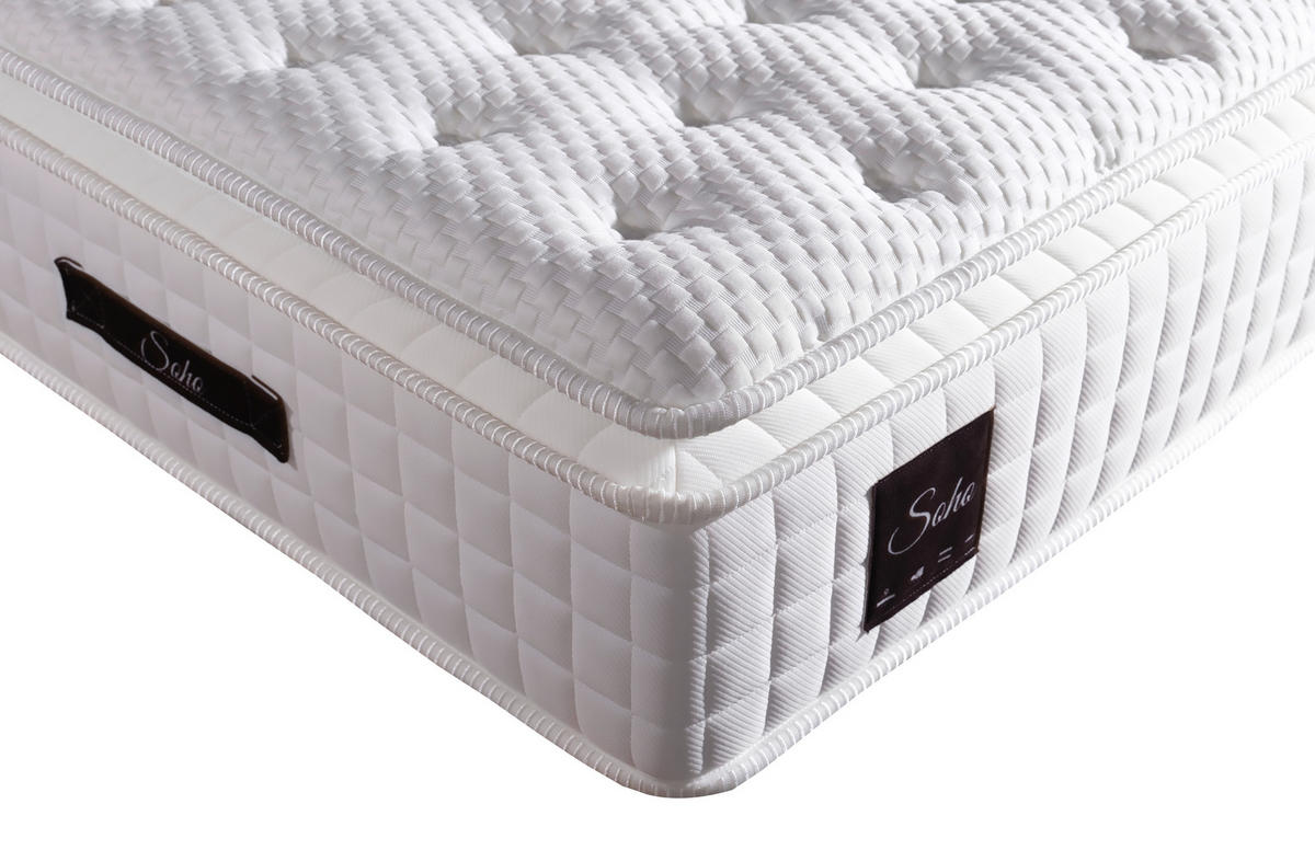 TASCHENFEDERKERNMATRATZE SOHO PILLOW TOP 90/200 cm Höhe ca. 32 cm 7 -Zonen - Weiß, Basics, Textil (90/200cm) - Livetastic