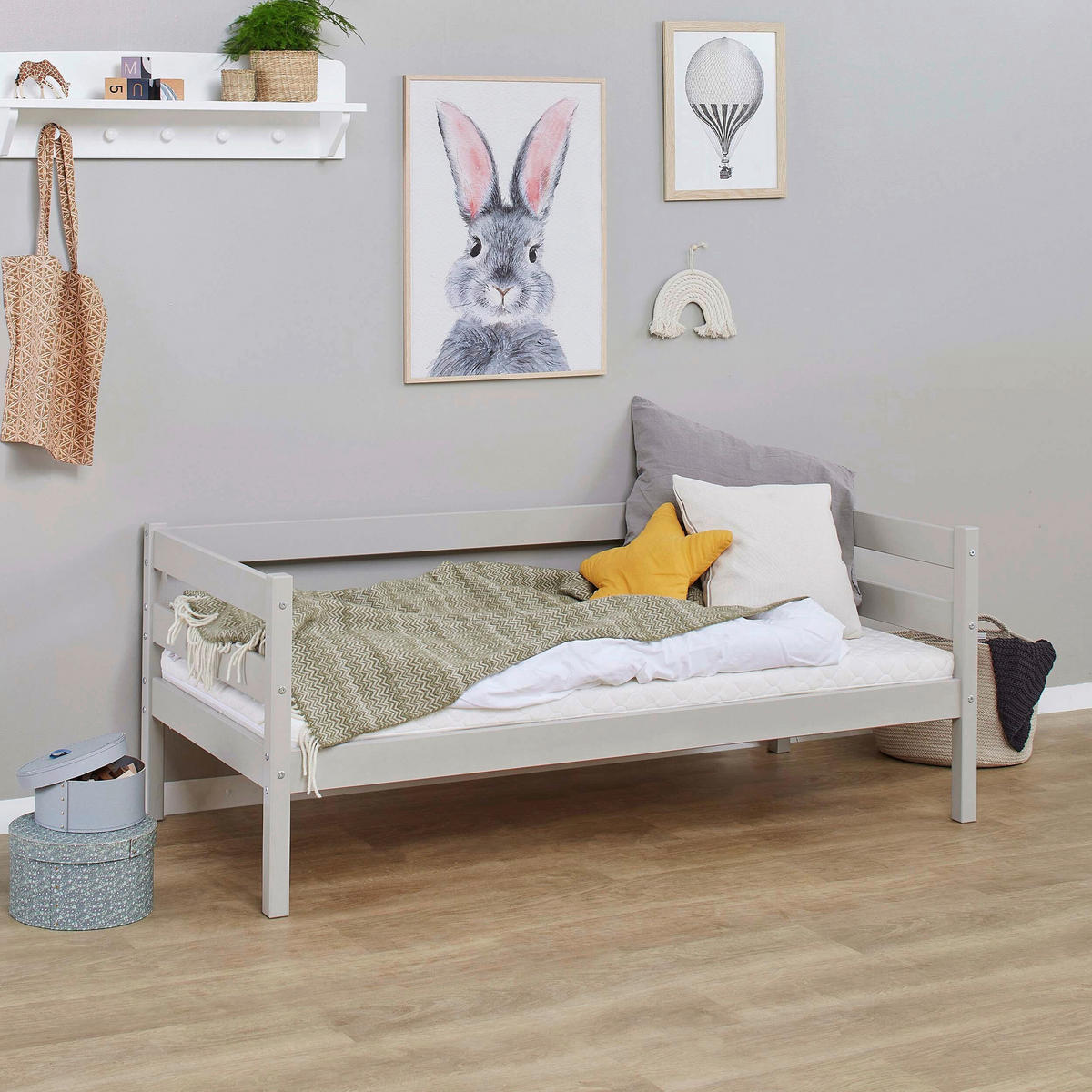 KINDER-/JUNIORBETT - Kieferfarben/Grau, MODERN, Holz (70/160cm) - MID.YOU