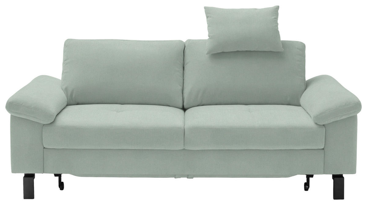 CANAPÉ 2.5 PLACES in Velours Mintgrün  - Schwarz/Mintgrün, Design, Textil/Metall (206/86/97cm) - Pure Home Lifestyle