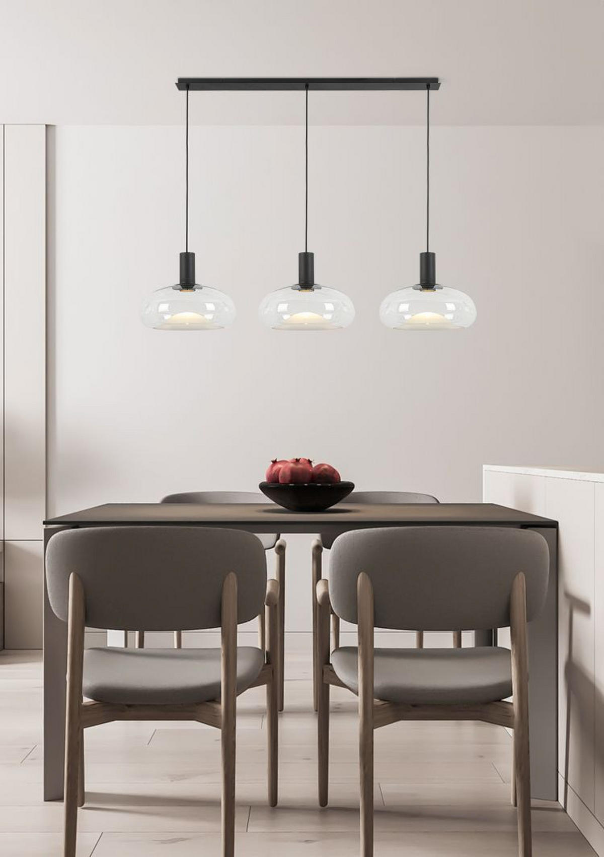 HÄNGELEUCHTE Lune 135,5/37/183 cm   - Schwarz, Design, Glas/Metall (135,5/37/183cm) - Dieter Knoll