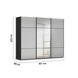 SCHWEBETÜRENSCHRANK 301/223/68 cm 3-türig Grau, Schwarz  - Alufarben/Schwarz, KONVENTIONELL, Glas/Holzwerkstoff (301/223/68cm) - Novel