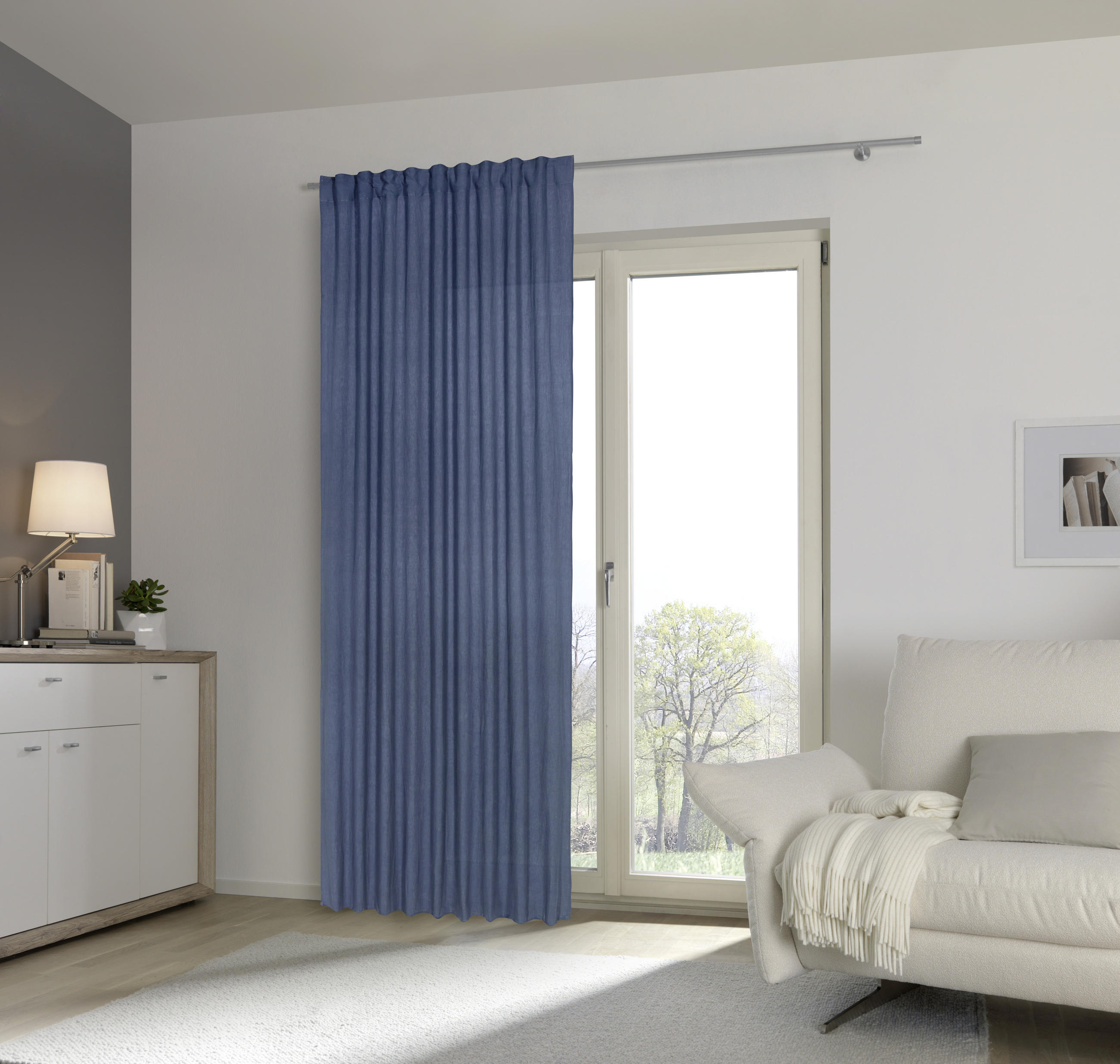 GOTOVA ZAVESA petrolej plava - petrolej plava, Prirodno, tekstil (140/280cm) - Esposa