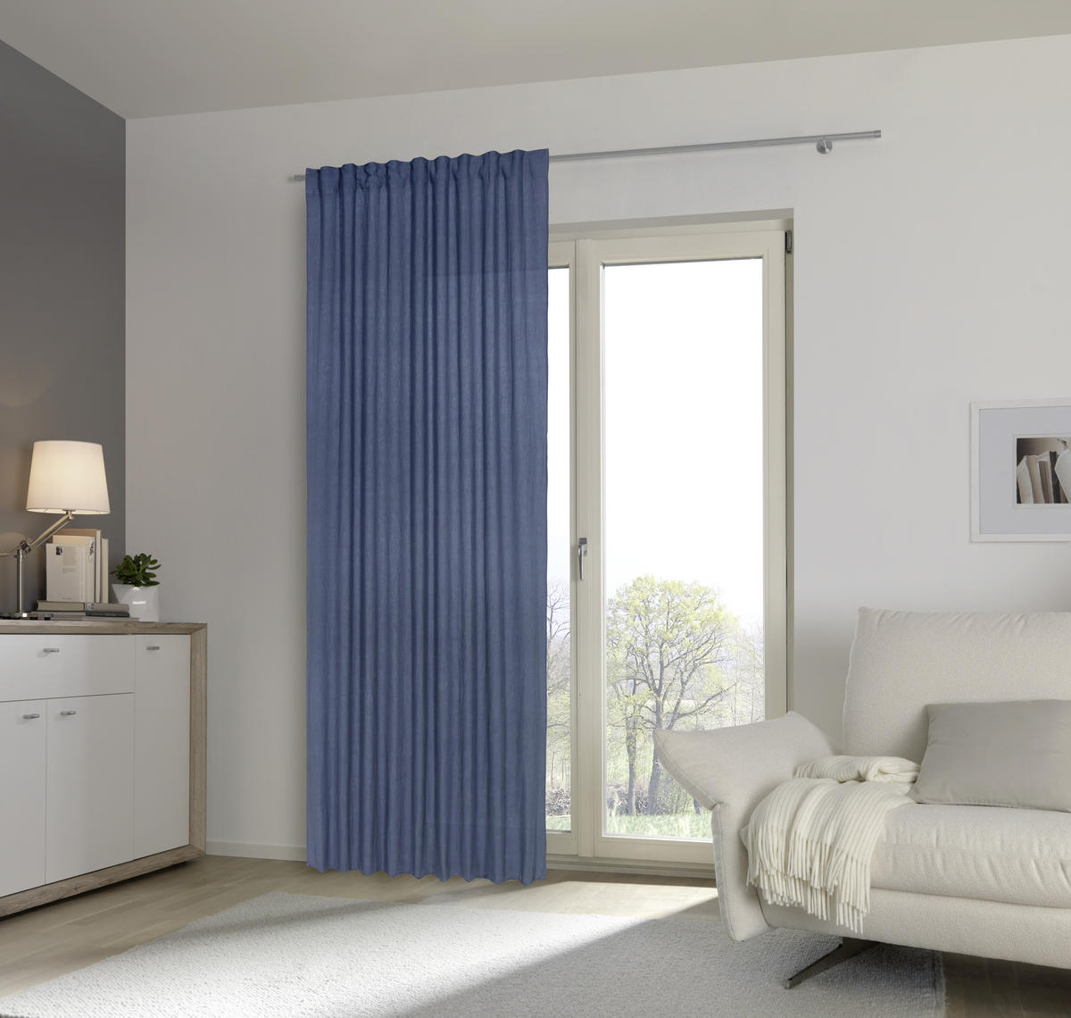 GOTOVA ZAVESA petrolej plava - petrolej plava, Prirodno, tekstil (140/280cm) - Esposa