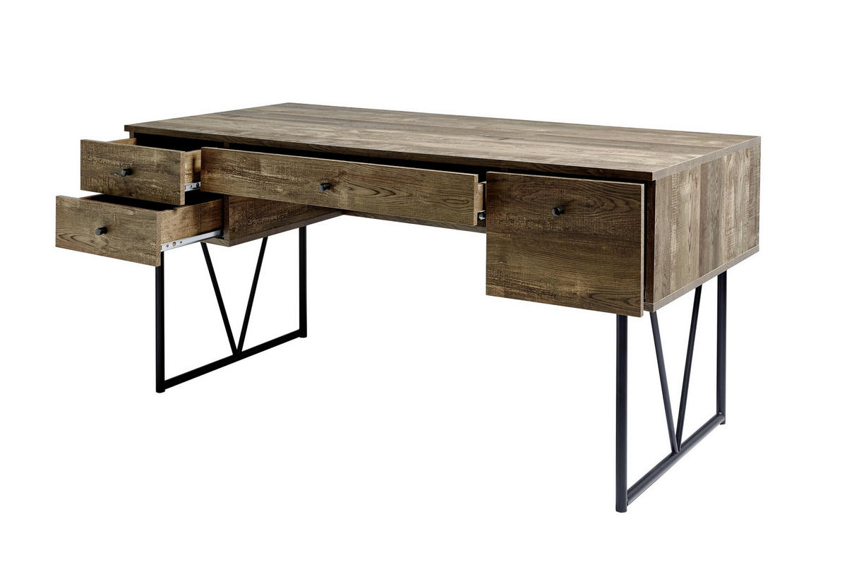 SCHREIBTISCH 160/73/77,5 cm  in Eichefarben  - Eichefarben/Anthrazit, Design, Holzwerkstoff/Metall (160/73/77,5cm)