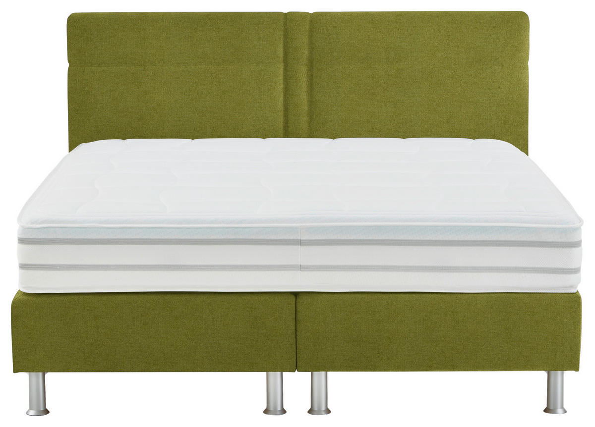 BOXSPRINGBETT 200/200 cm  in Grün  - Alufarben/Grün, Design, Kunststoff/Textil (200/200cm) - Beldomo - Sleep