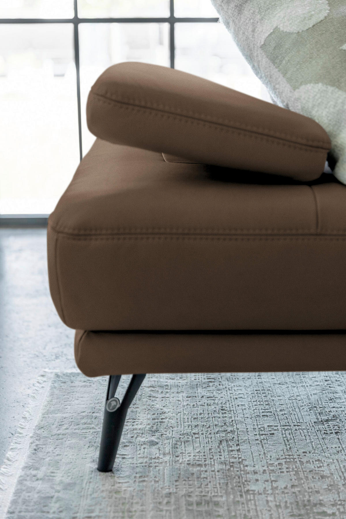 ECKSOFA Echtleder Braun  - Schwarz/Braun, Konventionell, Leder/Metall (180/301cm) - Joop!