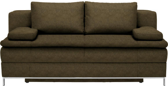 BOXSPRINGSOFA in Flachgewebe Grün  - Chromfarben/Grün, Design, Textil/Metall (200/93/107cm) - Novel