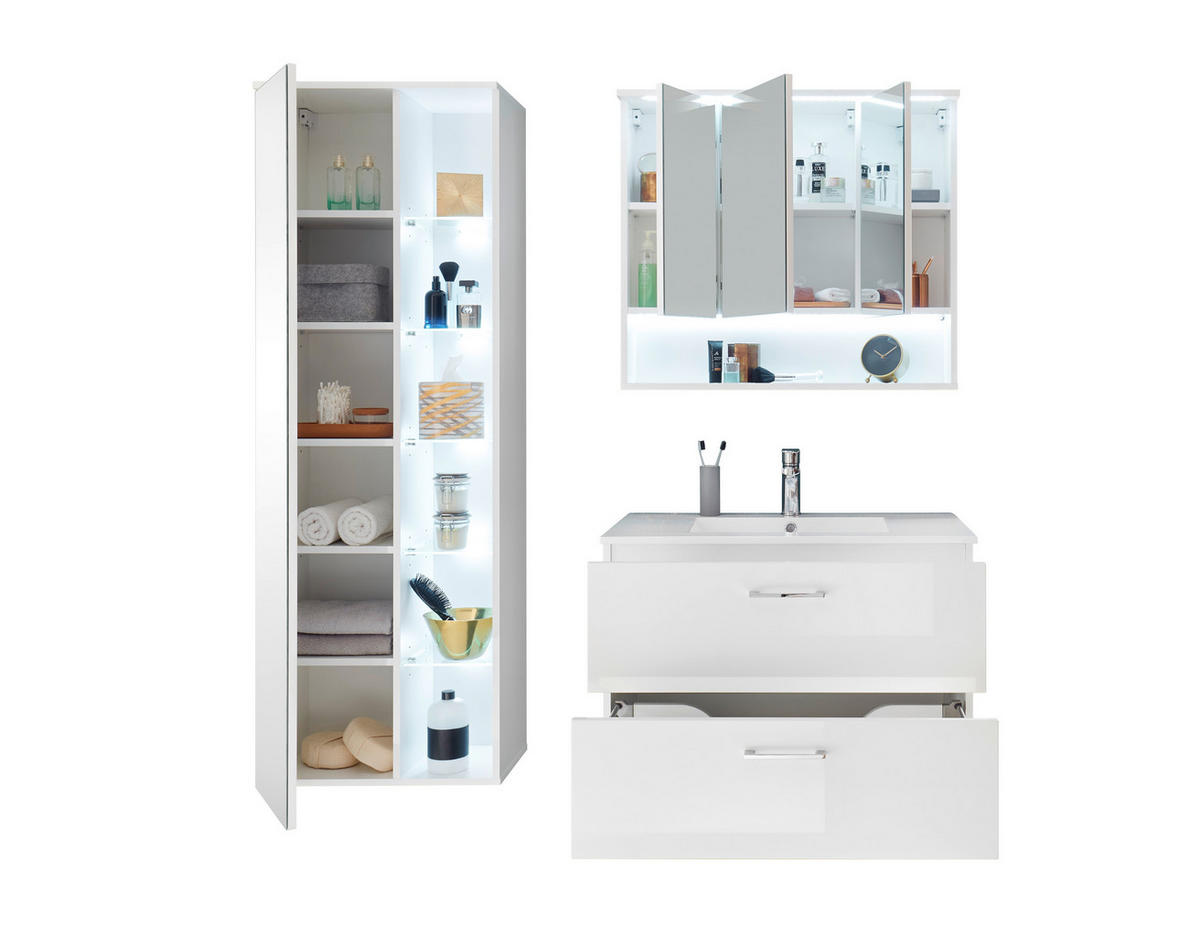 Bază Cu Lavoar  - argintiu/alb, Modern, plastic/material pe bază de lemn (80/53/46cm) - Xora