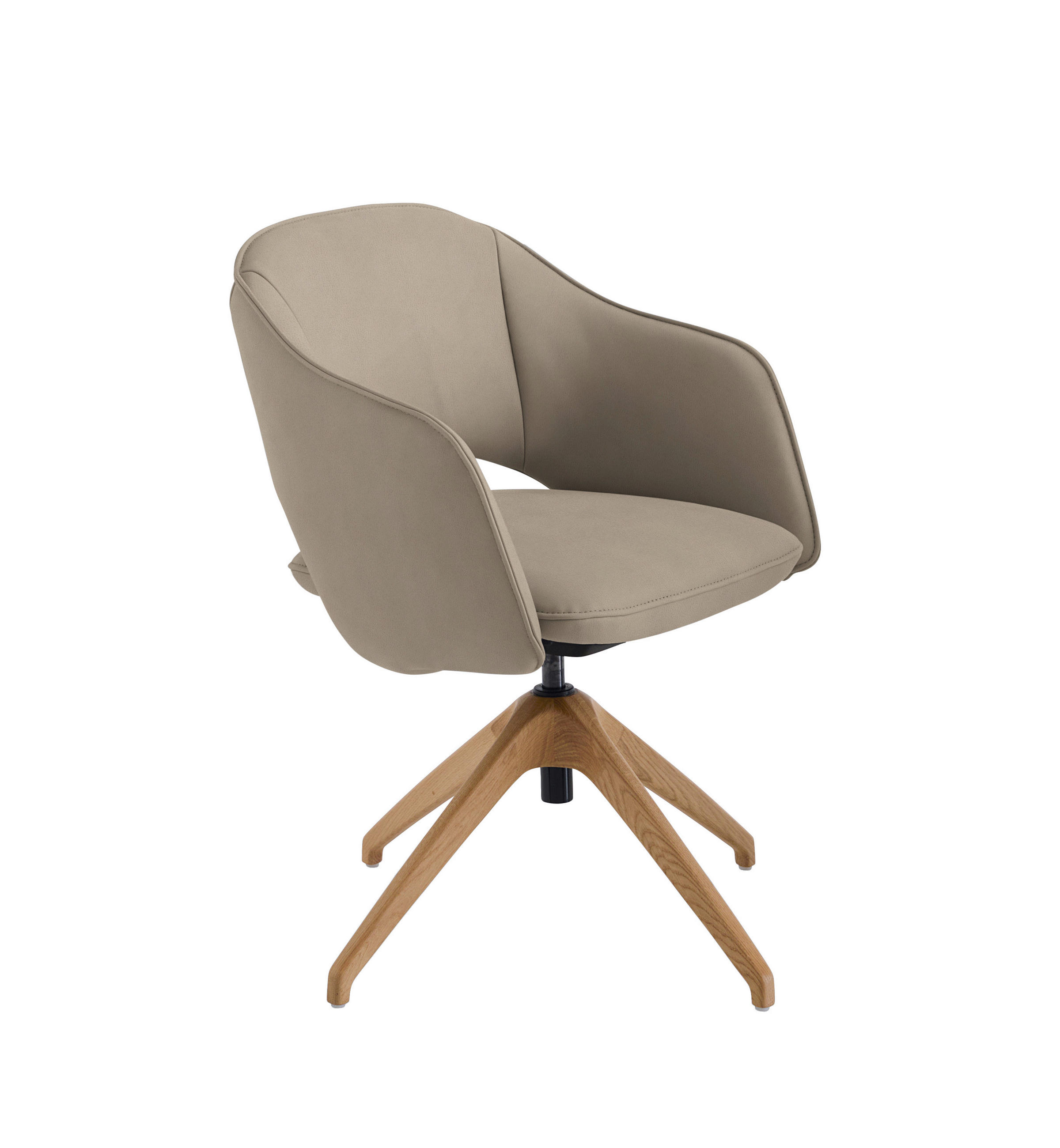 ARMLEHNSTUHL  in Echtleder naturbelassen  - Wildeiche/Beige, Design, Leder/Holz (63/74-90/57-73cm) - Koinor