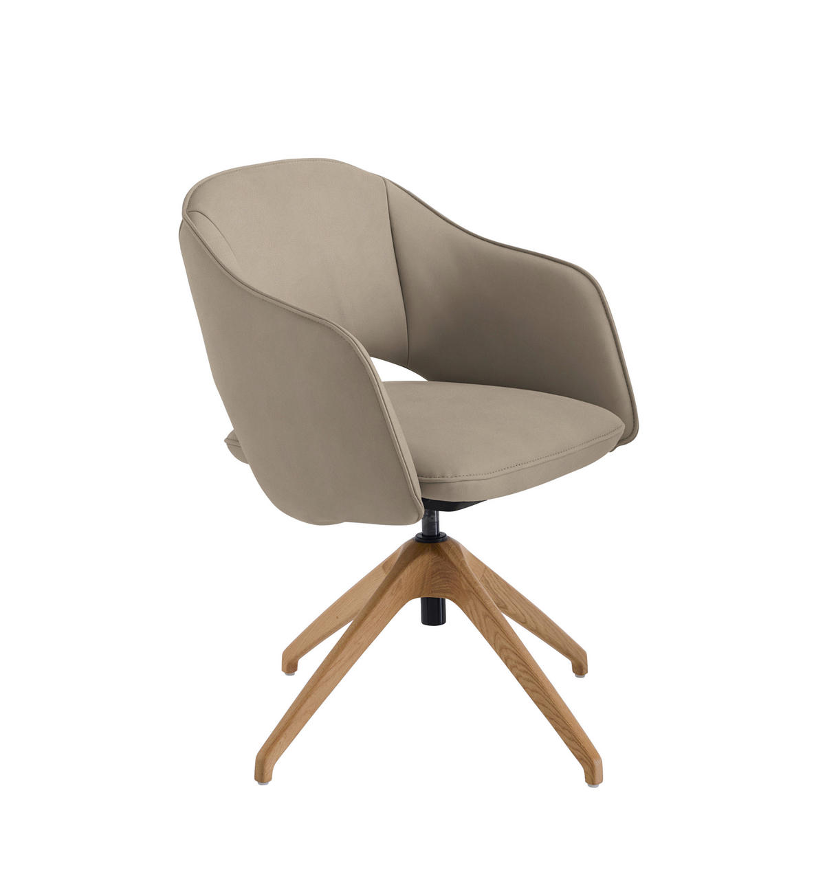 ARMLEHNSTUHL  in Echtleder naturbelassen  - Wildeiche/Beige, Design, Leder/Holz (63/74-90/57-73cm) - Koinor