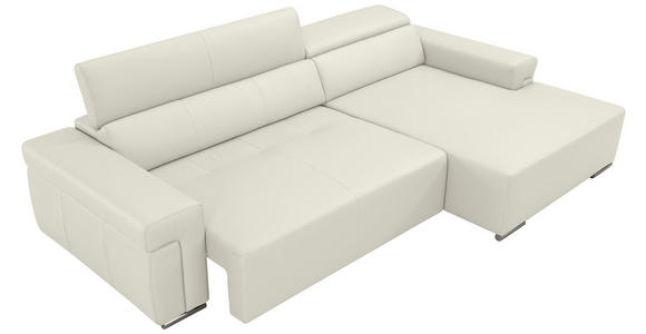 ECKSOFA DUA in Echtleder Weiß  293/170 cm  - Chromfarben/Weiß, Design, Leder/Metall (293/170cm) - Novel