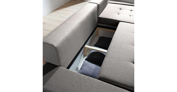 ECKSOFA Graubraun Webstoff  - Chromfarben/Graubraun, Design, Kunststoff/Textil (302/187cm) - Carryhome