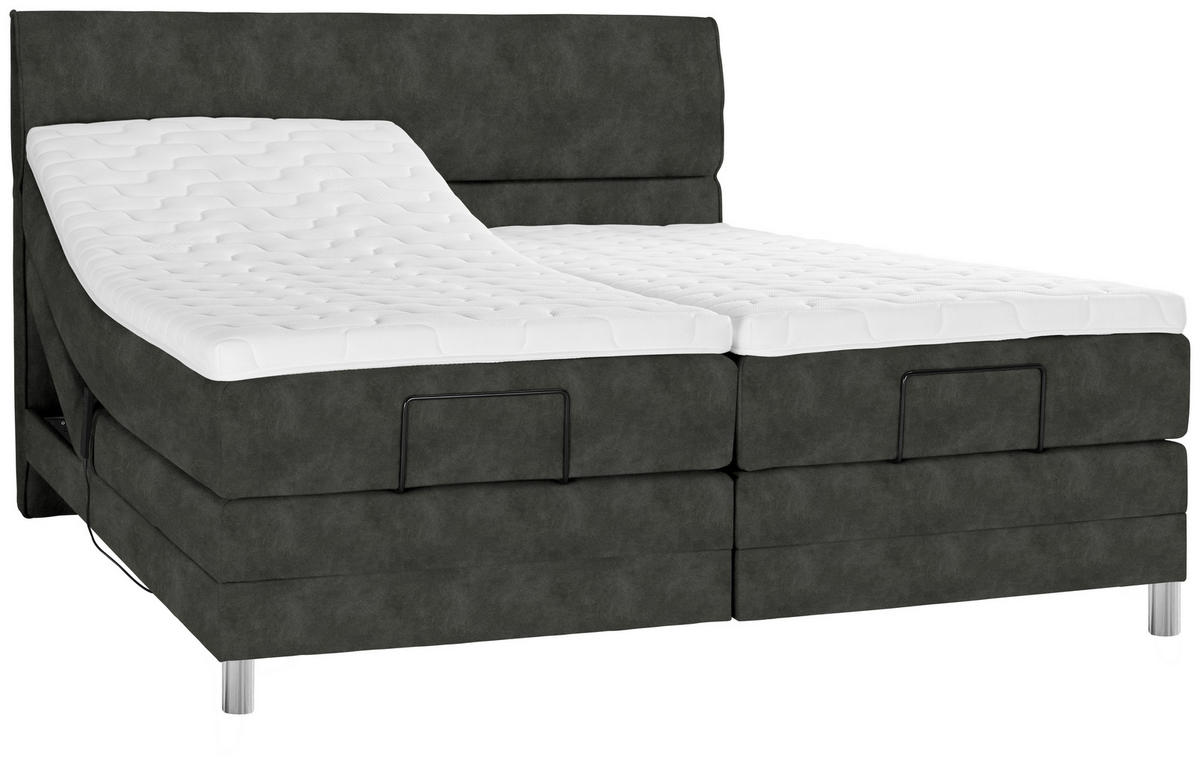 BOXSPRINGBETT 160/200 cm  in Dunkelgrau  - Chromfarben/Dunkelgrau, Konventionell, Kunststoff/Textil (160/200cm) - Voleo