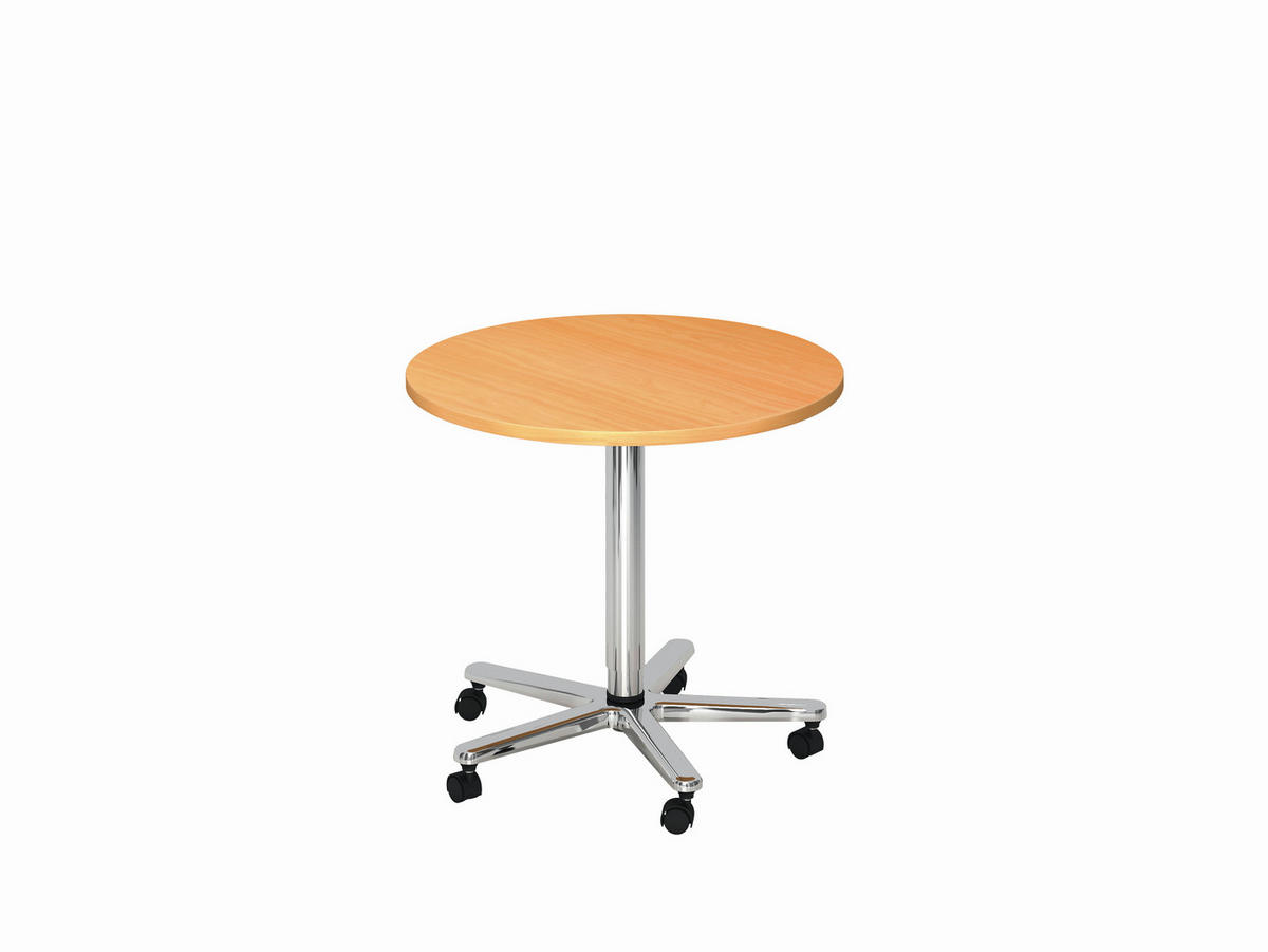 STEHTISCH Buchefarben, Chromfarben  - Chromfarben/Buchefarben, KONVENTIONELL, Holzwerkstoff/Metall (80/80/72-114cm) - Venda