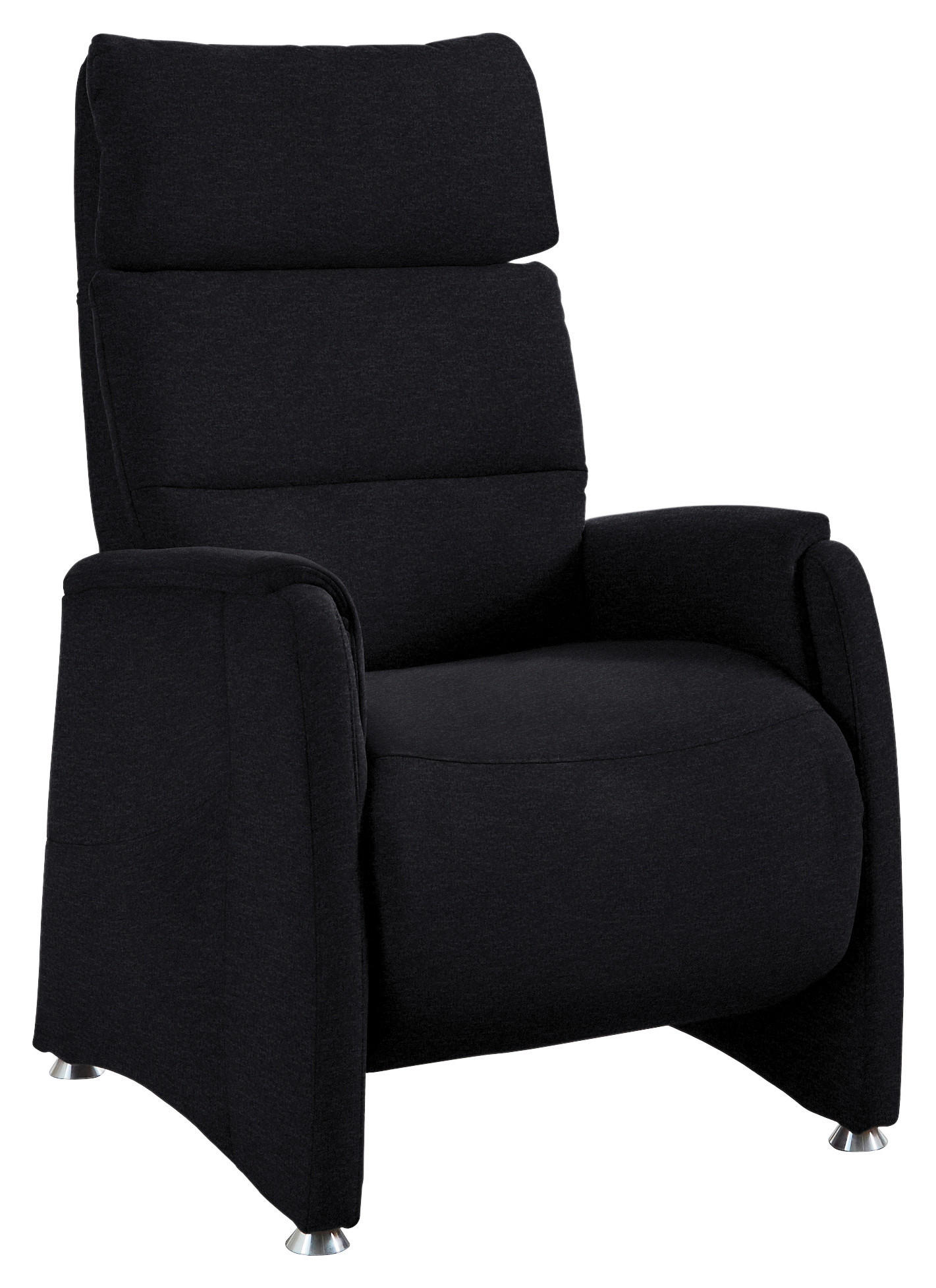 FERNSEHSESSEL in Flachgewebe Schwarz  - Alufarben/Schwarz, Konventionell, Textil/Metall (69/111/83cm) - Cantus