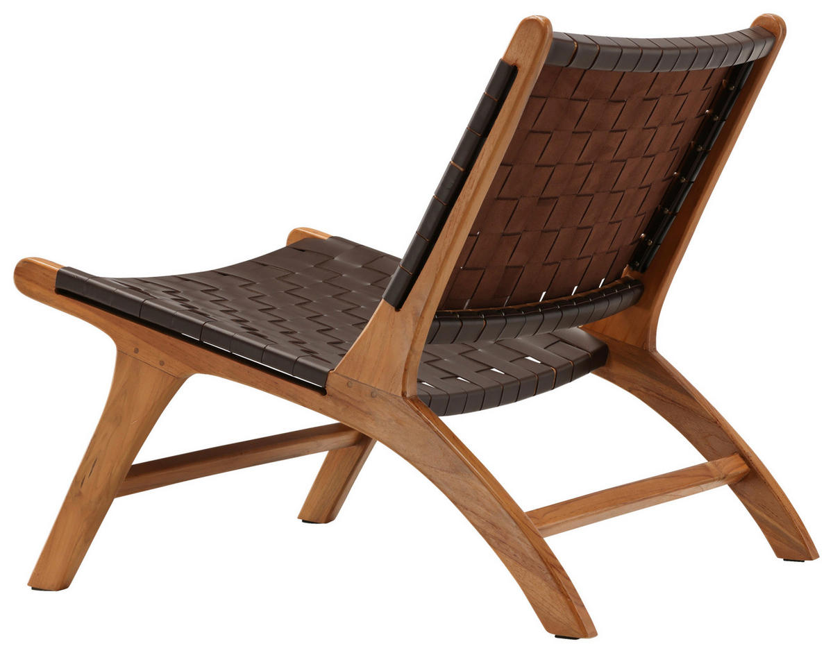 SESSEL in Lederlook (vegan) Braun  - Braun, Design, Holz/Textil (65/69/77cm) - Livetastic