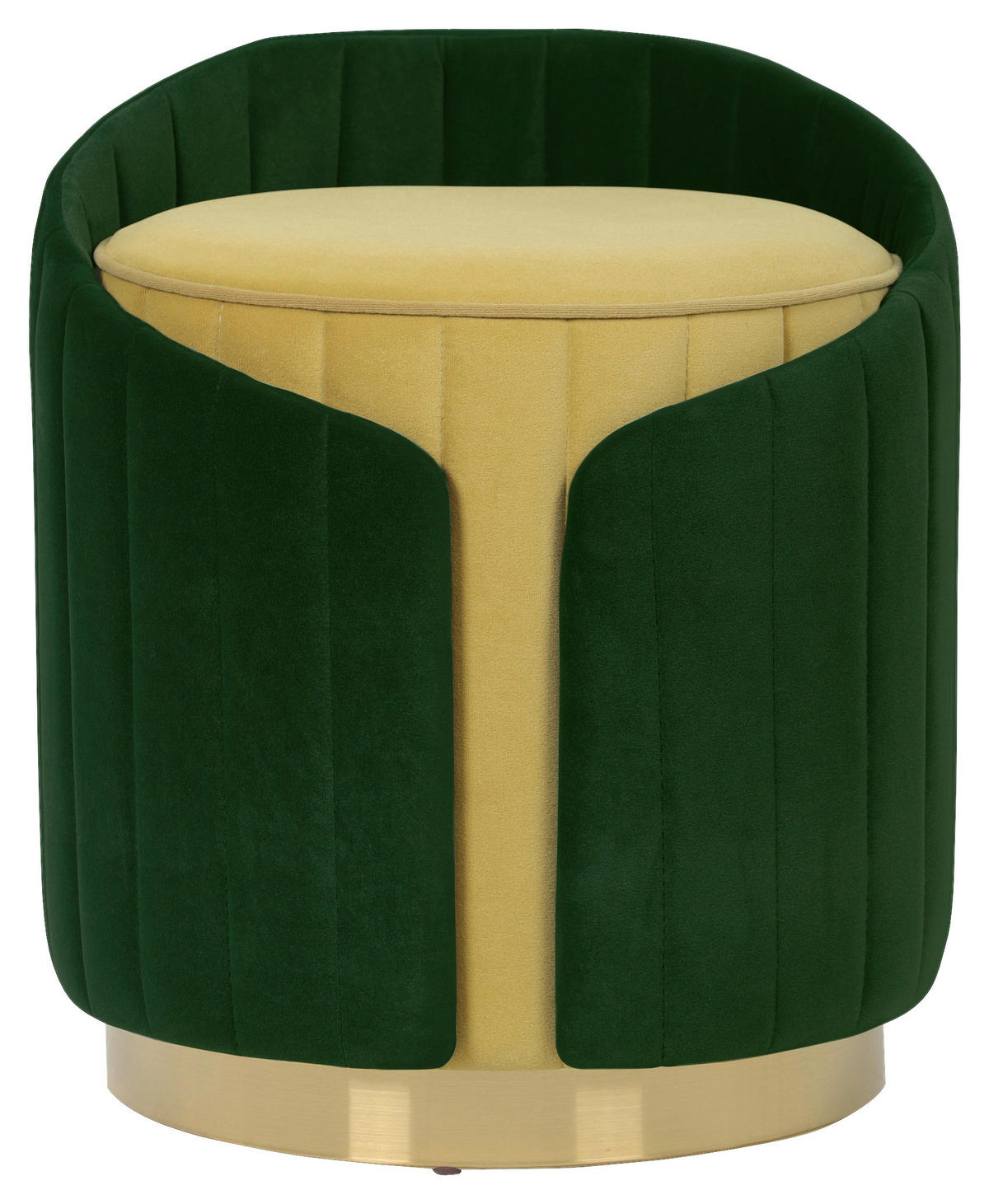 HOCKER Struktur Grün, Currygelb  - Currygelb/Goldfarben, Design, Textil/Metall (40/45cm) - Kayoom