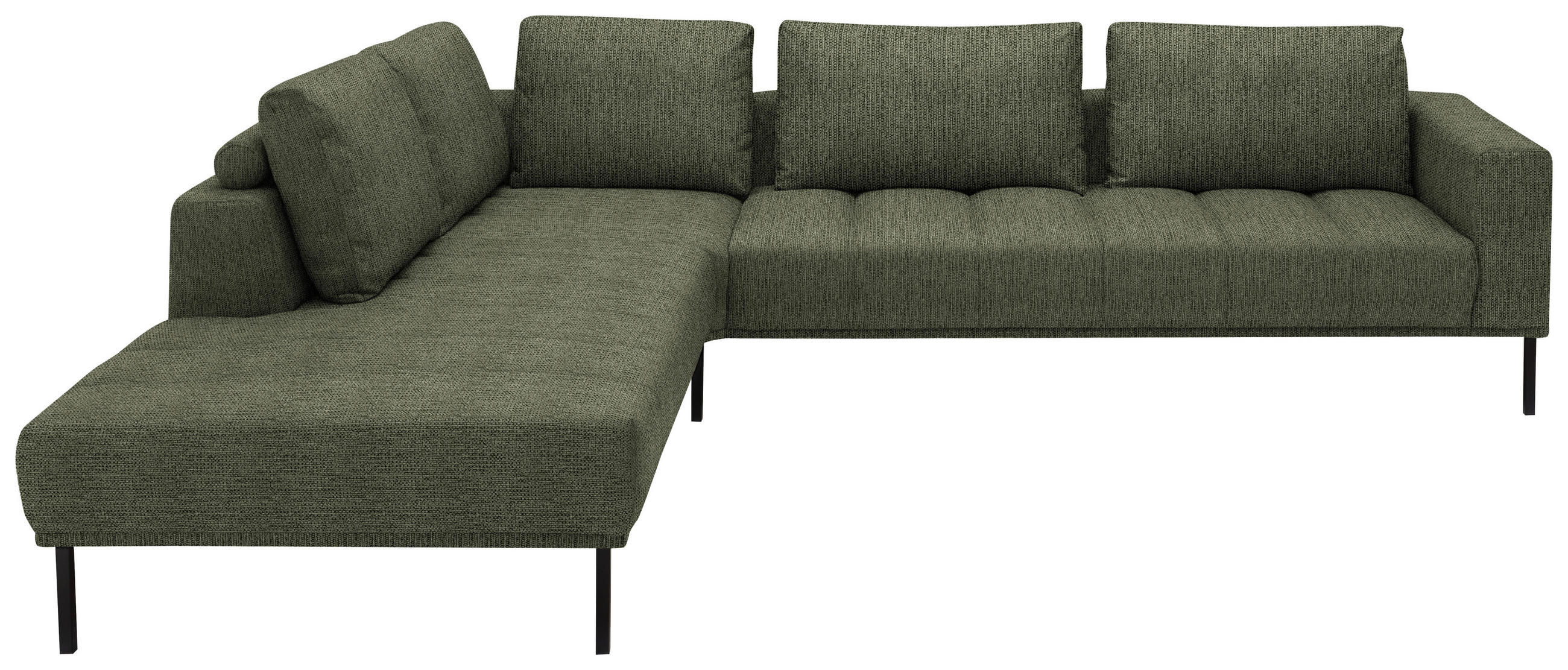 ECKSOFA  in Flachgewebe Grün  270/308 cm  - Schwarz/Grün, Design, Textil/Metall (270/308cm) - Pure Home Lifestyle
