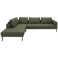 ECKSOFA  in Flachgewebe Grün  270/308 cm  - Schwarz/Grün, Design, Textil/Metall (270/308cm) - Pure Home Lifestyle