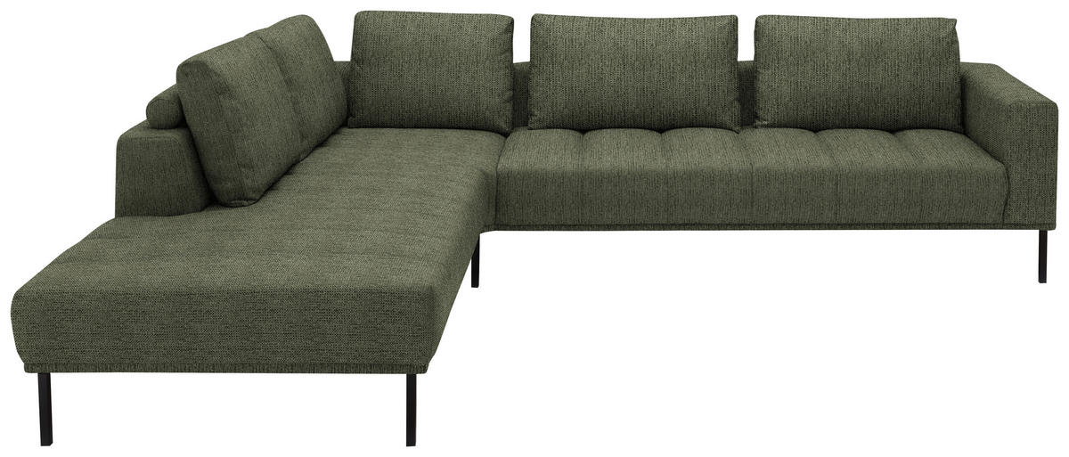 ECKSOFA  in Flachgewebe Grün  270/308 cm  - Schwarz/Grün, Design, Textil/Metall (270/308cm) - Pure Home Lifestyle