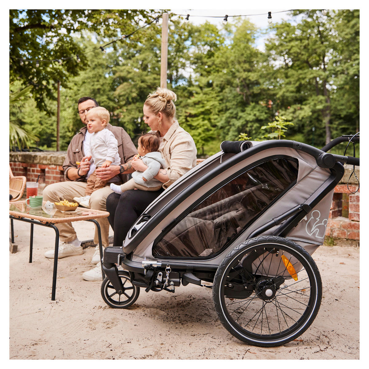 FAHRRADANHÄNGER   Bike N Walk Duo  - Hellgrau, Basics, Kunststoff/Textil (81/107/134cm) - Hauck