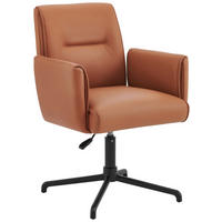 STOL MED ARMSTÖD aluminium äkta läder pigmenterad  - cognacfärgad/svart, Modern, metall/läder (61/86-93/66cm) - Novel