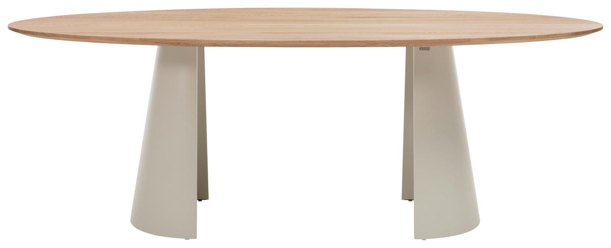 ESSTISCH Eiche massiv oval Eichefarben  - Eichefarben/Grau, Design, Holz (220/115/75cm) - Musterring