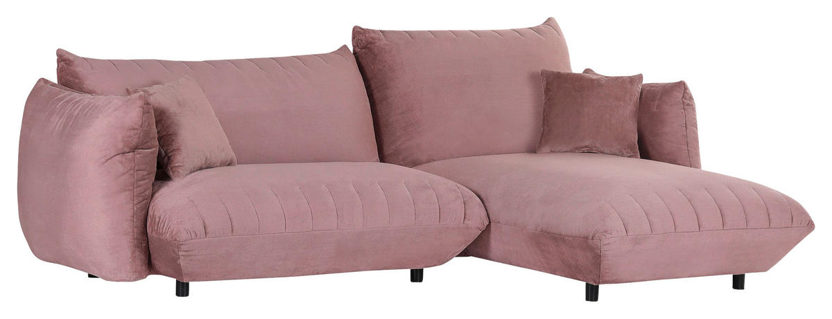 HÖRNSOFFA i plysch rosa  - svart/rosa, Klassisk, textil/plast (270/170cm) - MID.YOU