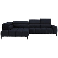 ECKSOFA in Webstoff Schwarz  - Schwarz, Design, Textil/Metall (216/300cm) - Welnova