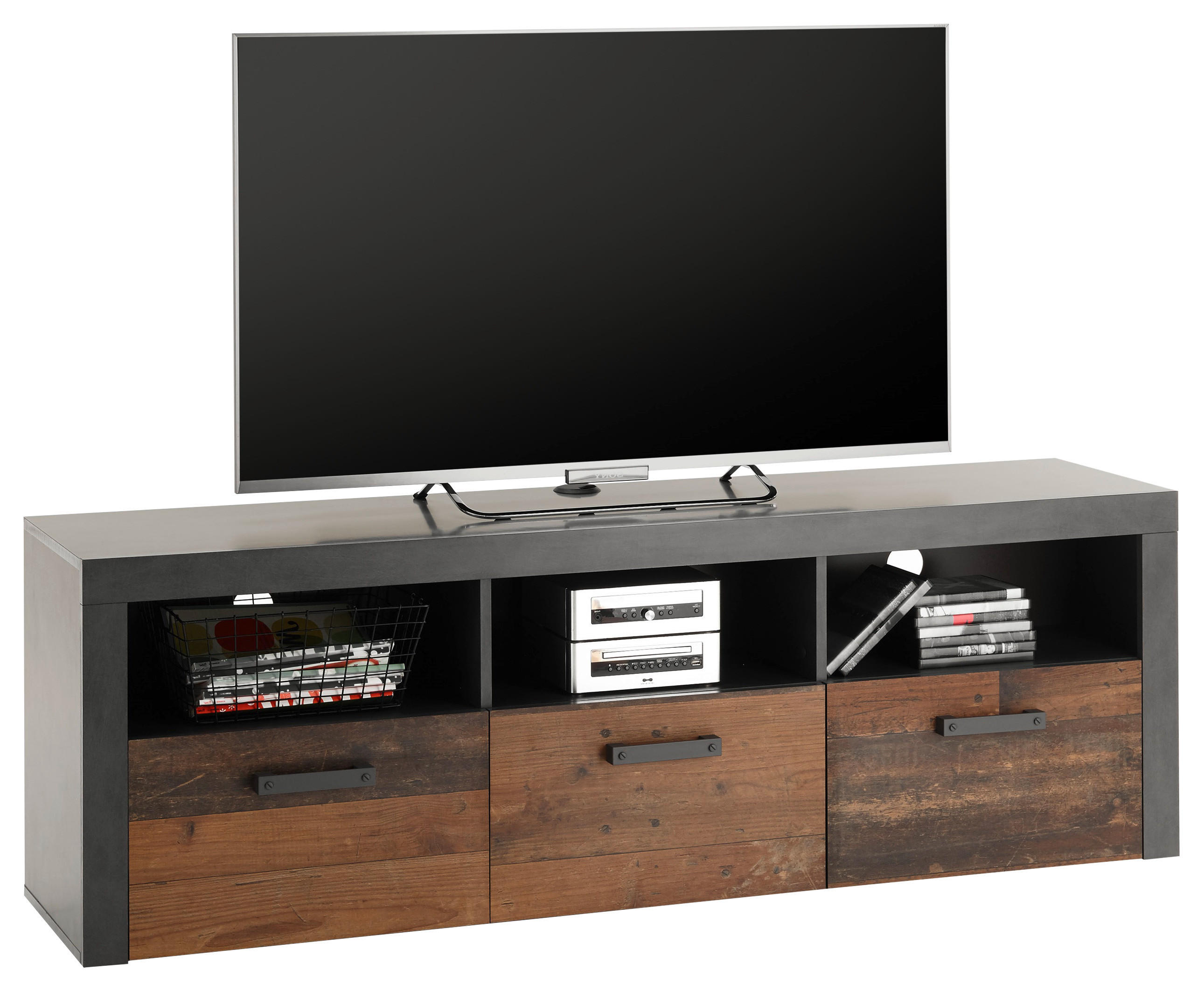 NÍZKÁ KOMODA, antracitová, hnědá, 147/50/45 cm - antracitová/hnědá, Trend, kompozitní dřevo/plast (147/50/45cm)