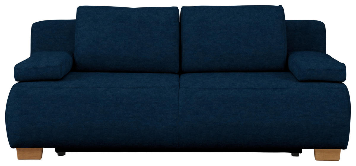 BOXSPRINGSOFA in Webstoff Dunkelblau  - Naturfarben/Dunkelblau, Design, Holz/Textil (205/93/108cm) - Venda