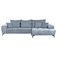 ECKSOFA in Flachgewebe Blau  - Blau/Schwarz, Konventionell, Textil/Metall (300/205cm) - MID.YOU