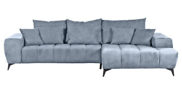 ECKSOFA Blau Flachgewebe  - Blau/Schwarz, KONVENTIONELL, Textil/Metall (300/205cm) - Carryhome