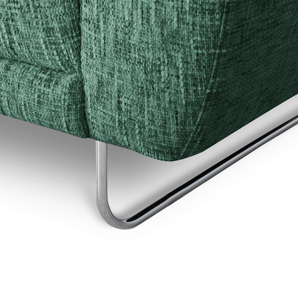 2-SITZER-SOFA SPRING in Webstoff Grün Modern  - Chromfarben/Grün, Design, Textil/Metall (157/85/92cm) - Livetastic