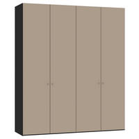 DREHTÜRENSCHRANK Schwarz, Hellbraun  - Hellbraun/Silberfarben, Design, Glas/Holzwerkstoff (203/236/59cm) - Jutzler