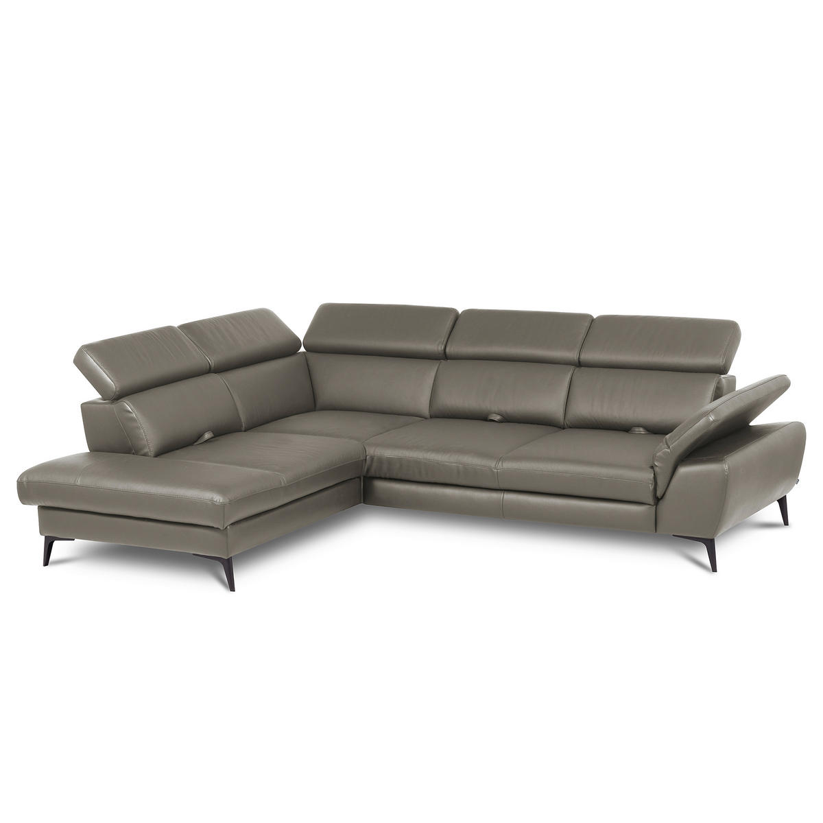 ECKSOFA  in Lederlook Echtleder Schlammfarben  220/274 cm  - Schlammfarben/Schwarz, Design, Leder/Textil (220/274cm) - Livetastic