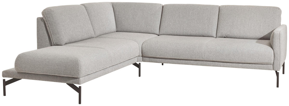 ECKSOFA in Flachgewebe Blaugrau  - Anthrazit/Blaugrau, Design, Textil/Metall (229/253cm) - Johann Jakob
