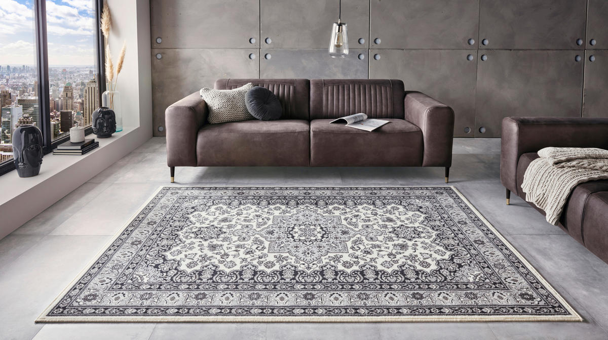 VINTAGE-TEPPICH 80/150 cm Mirkan Creme, Grau  - Creme/Grau, Basics, Kunststoff/Textil (80/150cm)