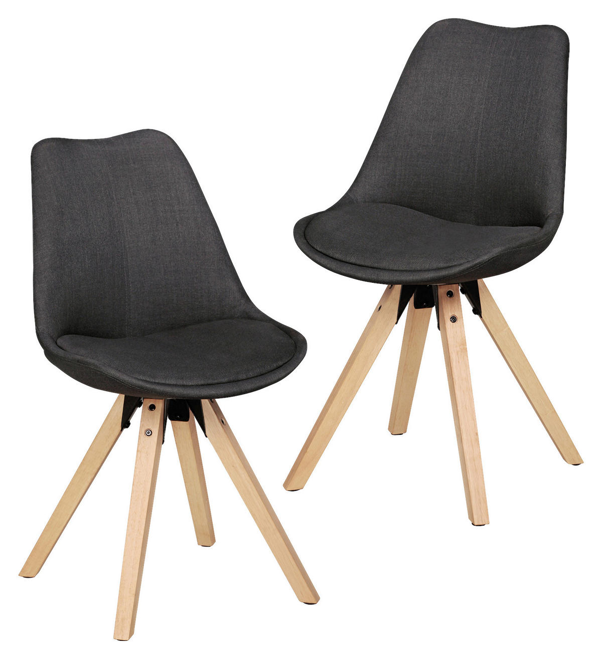 STUHL-SET 2 Stück  in Webstoff Holz, Kunststoff, Textil matt  - Eichefarben/Anthrazit, Design, Holz/Kunststoff (48/89/42cm) - MID.YOU