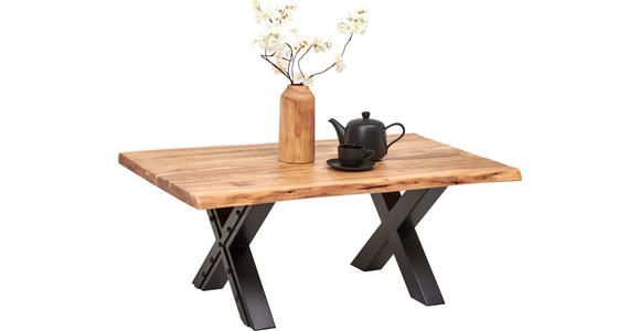 COUCHTISCH in Holz, Metall 115/70/45 cm - Schwarz/Naturfarben, Design, Holz/Metall (115/70/45cm) - Ambia Home
