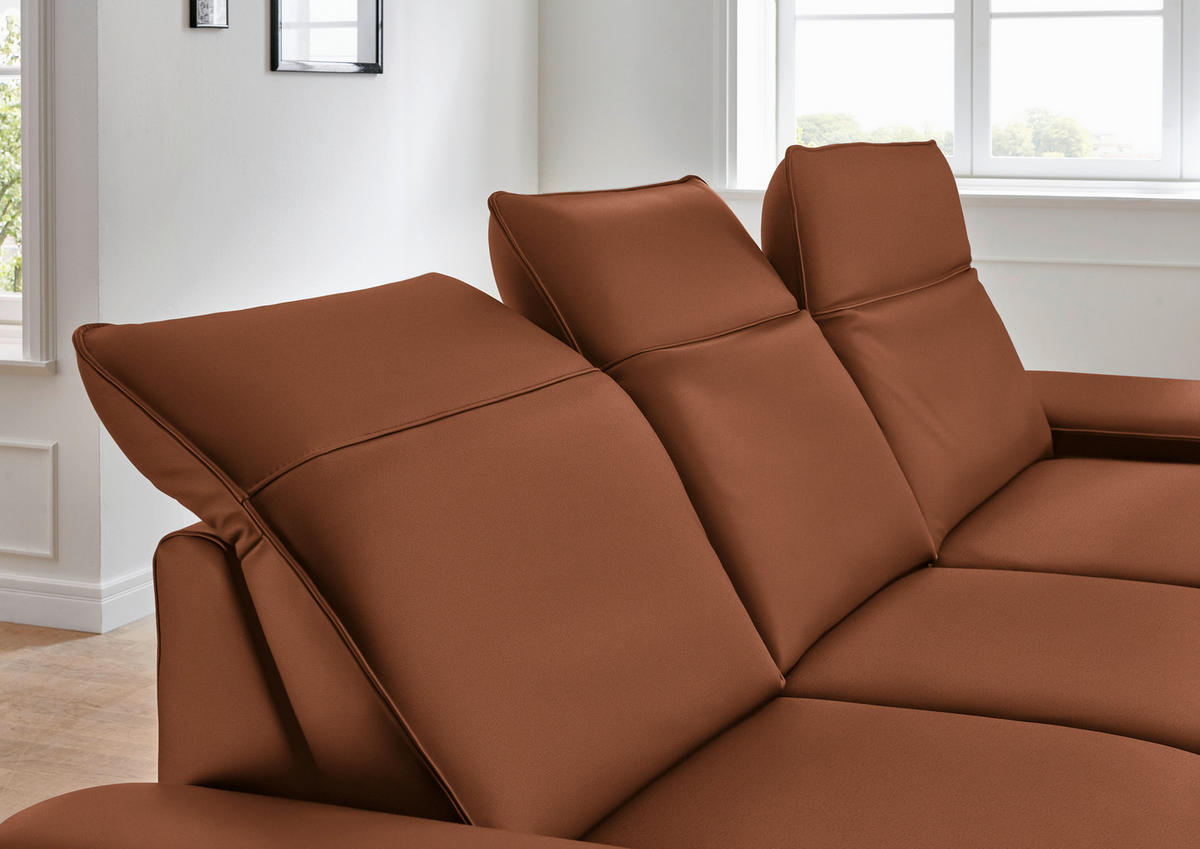 ECKSOFA in Echtleder Cognac  - Cognac/Schwarz, Design, Leder/Metall (328/193cm) - Dieter Knoll
