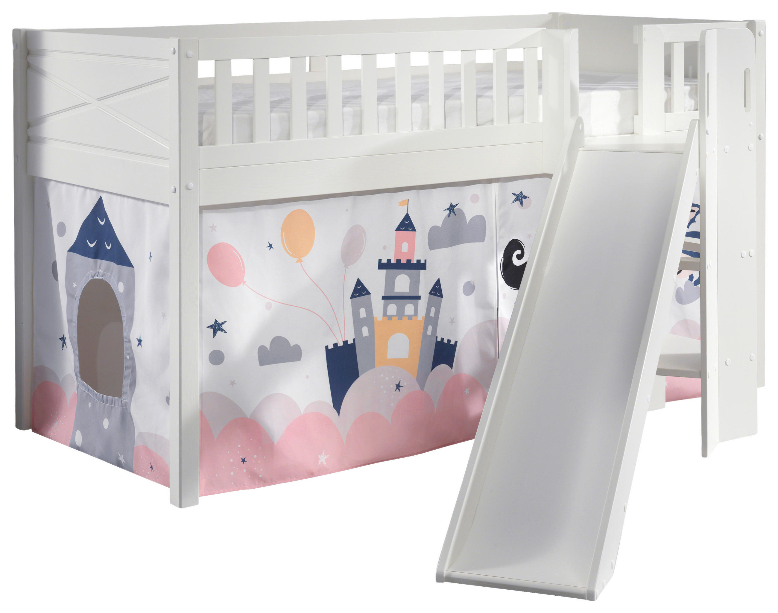 Thumbnail - Vipack Spielbett, Weiß, Holz, Kiefer, massiv, Prinzessin, Höhe ca. 20 cm, 90x200 cm, Kinder- & Jugendzimmer, Kindermöbel...