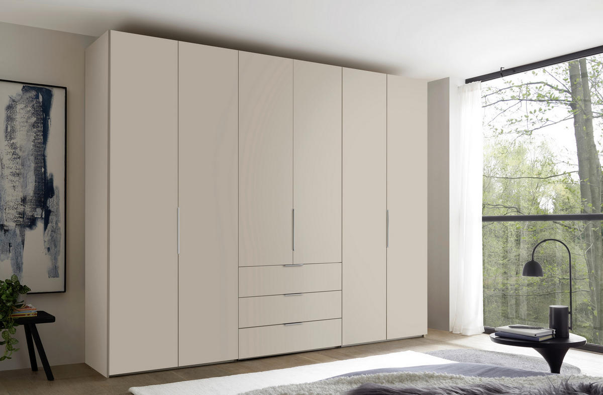 DREHTÜRENSCHRANK inkl. Zubehör 298/240/63 cm,  in Elfenbein, 6-türig  - Elfenbein/Alufarben, Design, Holzwerkstoff/Metall (298/240/63cm) - Dieter Knoll