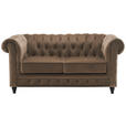 CHESTERFIELD-SOFA Samt Schwarz, Taupe  - Taupe/Schwarz, Trend, Holz/Textil (165/73/87cm) - Xora