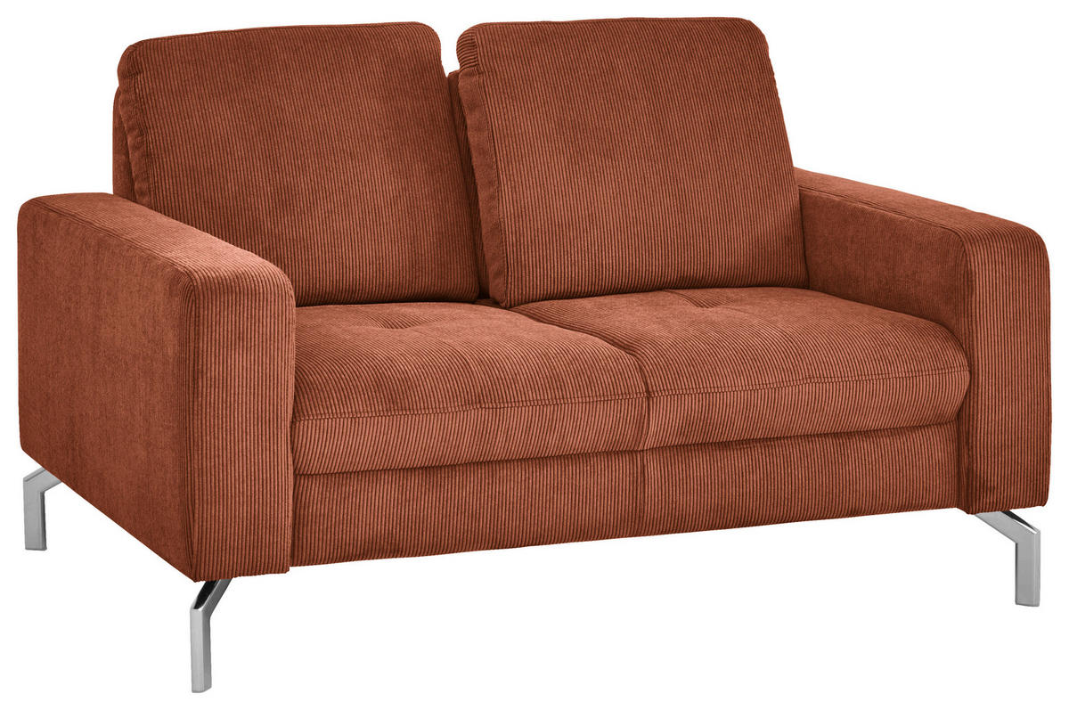 2-SITZER-SOFA  in Feincord Rostfarben  - Chromfarben/Rostfarben, Design, Textil/Metall (142/87/105cm) - Beldomo Style