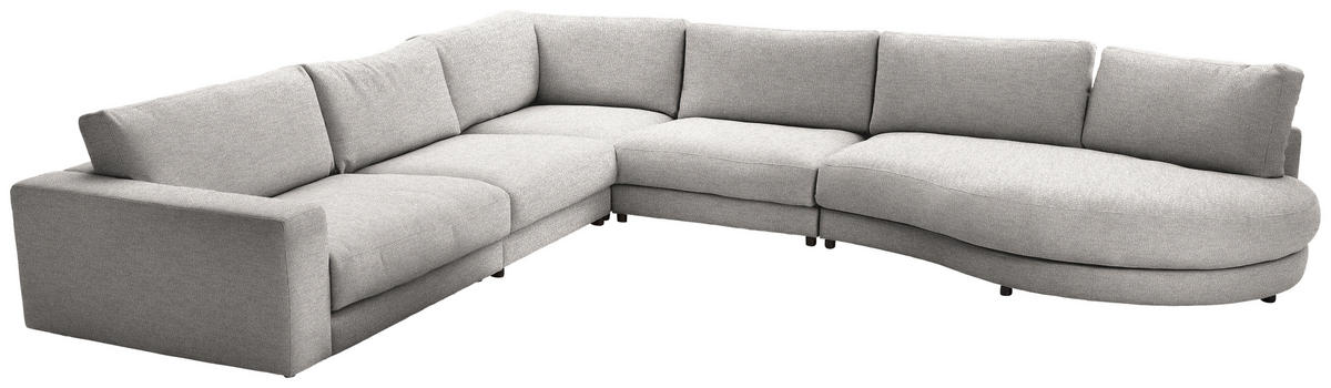ECKSOFA in Flachgewebe Hellgrau  - Hellgrau/Schwarz, Design, Kunststoff/Textil (365/425cm) - Lomoco