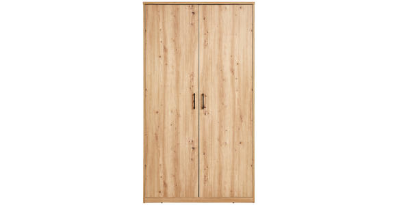 DREHTÜRENSCHRANK  in Eiche Artisan  - Schwarz/Eiche Artisan, Basics, Holzwerkstoff/Metall (106/194/54cm) - Xora