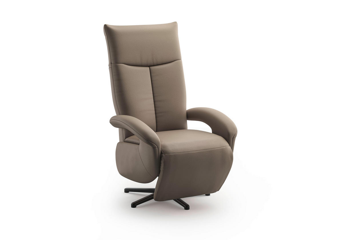 SESSEL in Echtleder Grau  - Schwarz/Grau, Konventionell, Leder/Metall (74/112/82cm) - Sit & More