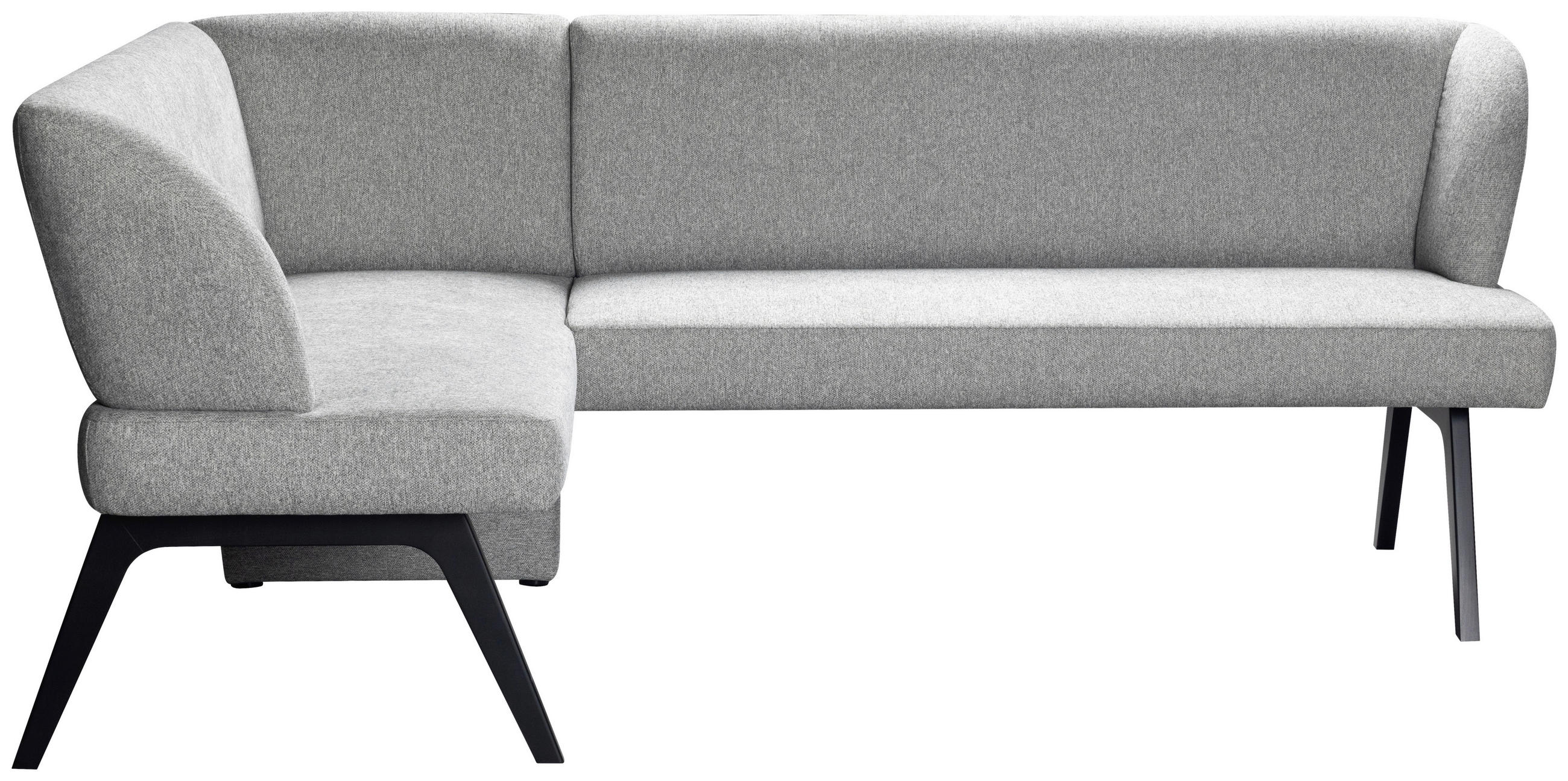 ECKBANK 150/212 cm Webstoff Hellgrau Buche vollmassiv   - Hellgrau/Schwarz, MODERN, Holz/Textil (150/212cm)
